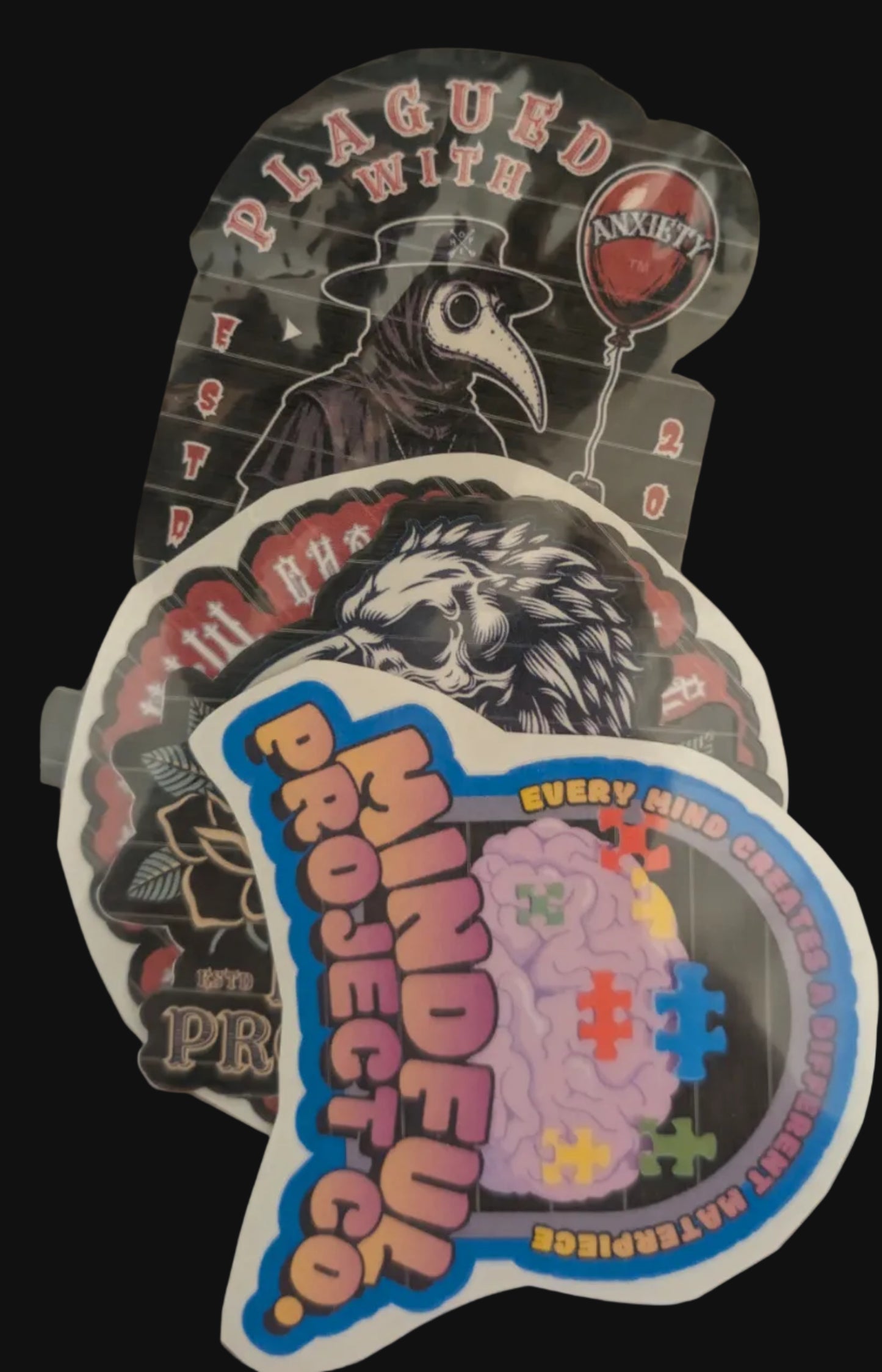 Four pack vinyl sticker bundle